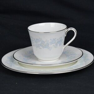 Royal Doulton England Meadow Mist Set of Tea Cup Saucer and Dessert Plate Trio